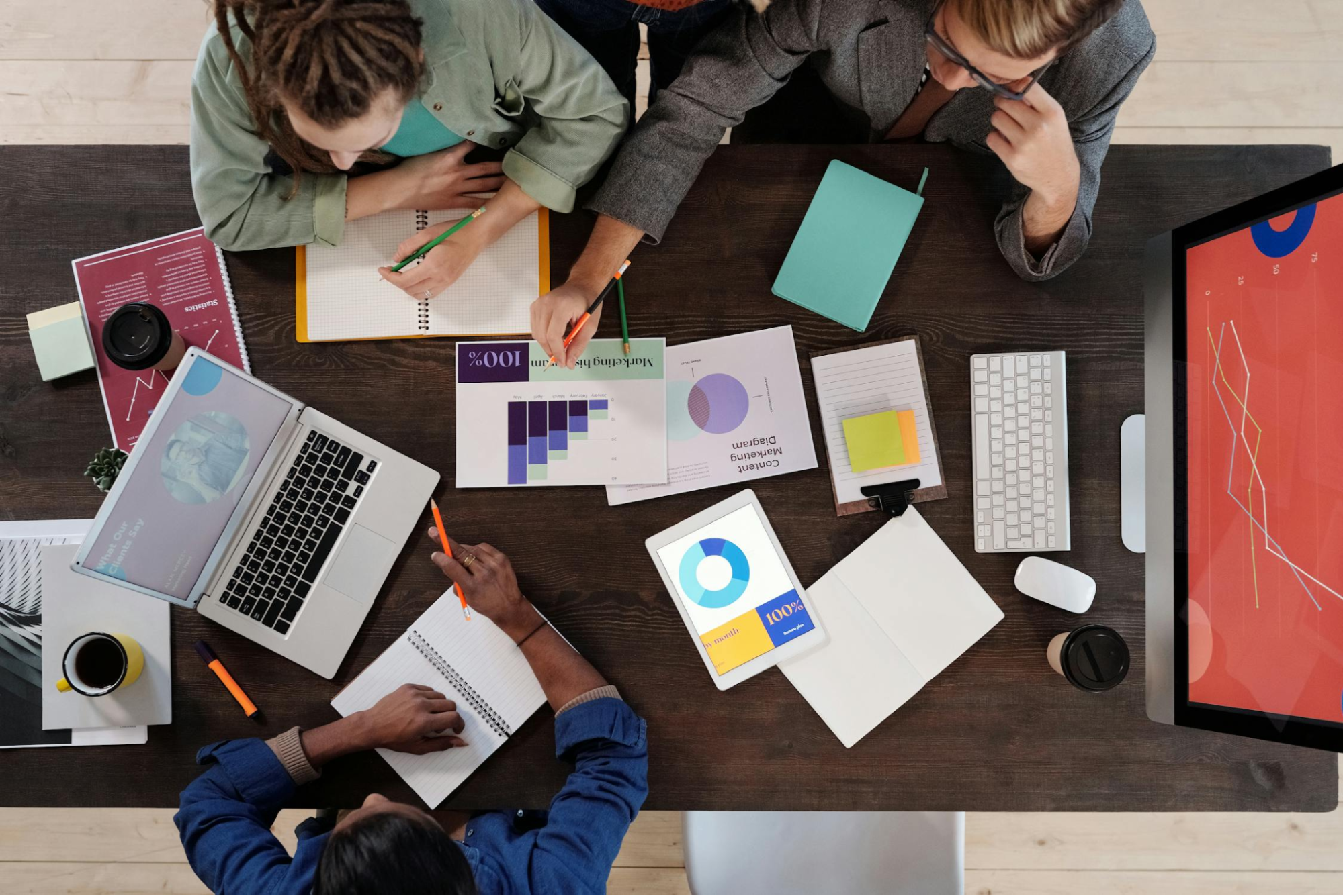 Group work at a desk