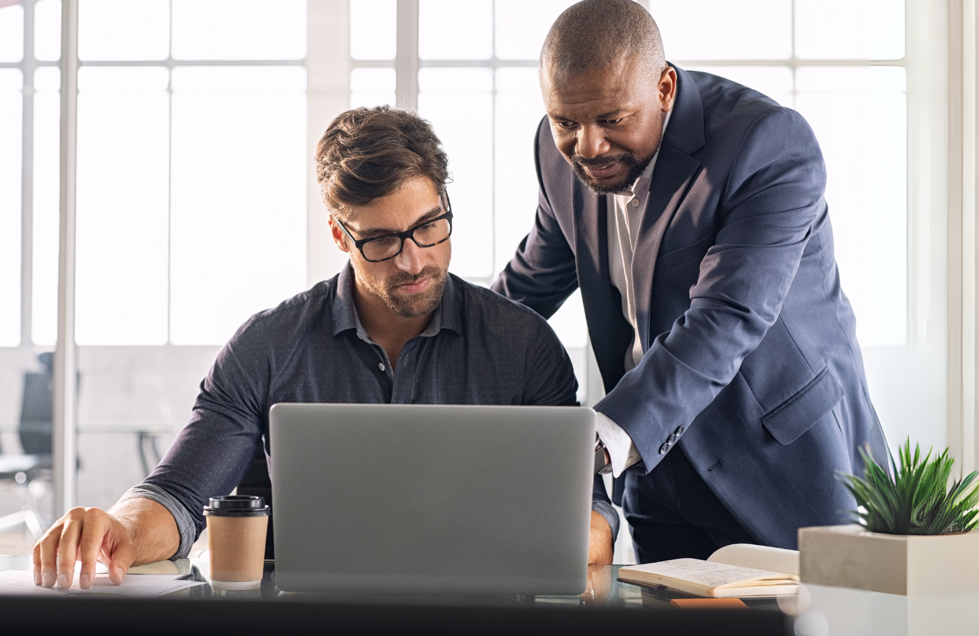 two employees working