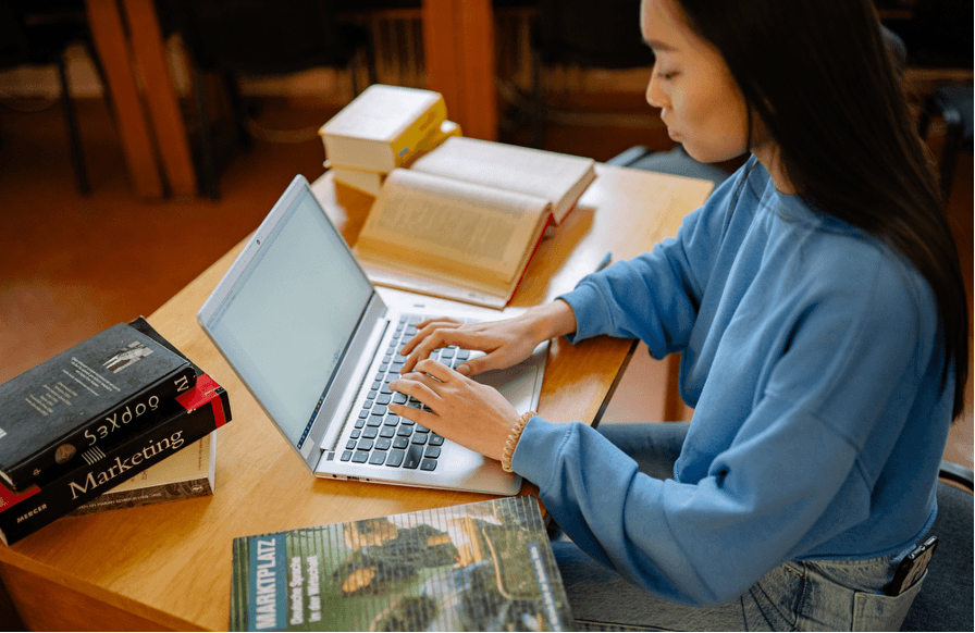 woman working at a computer