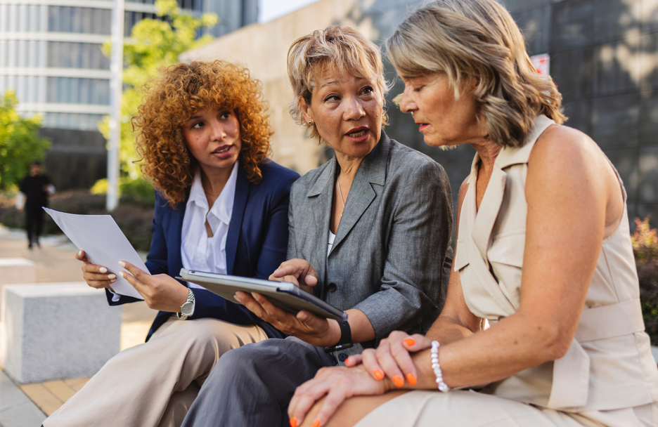 3 women working
