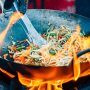 Wok with flames